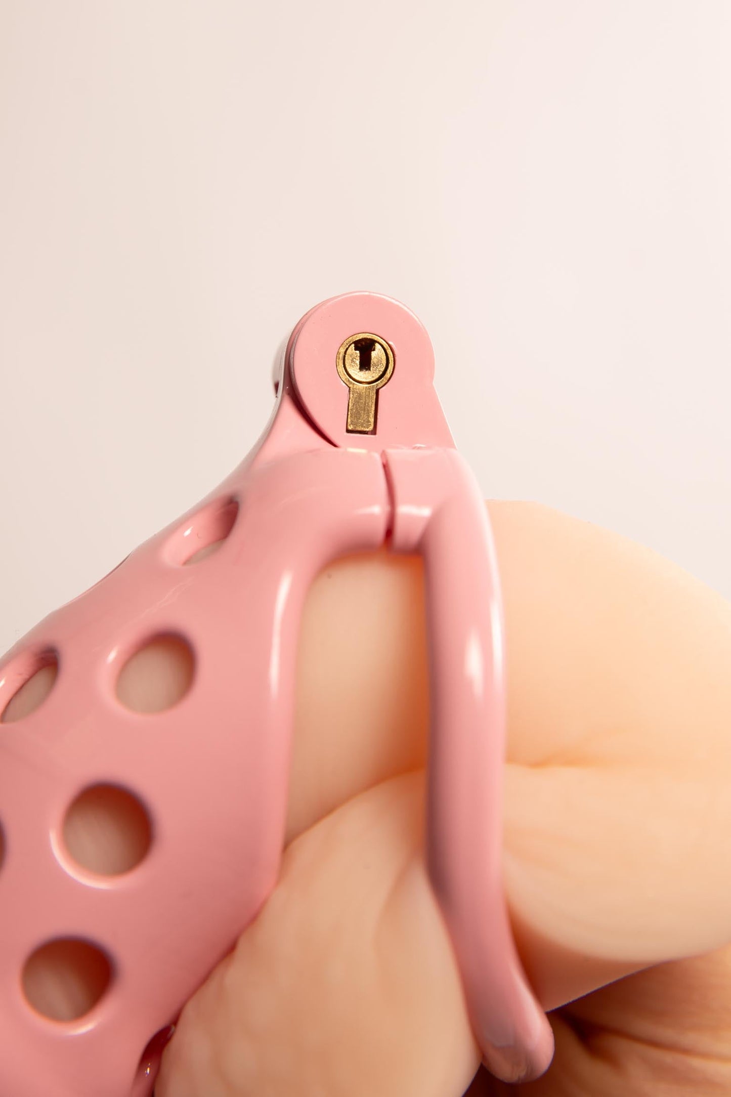 ADJUSTABLE PINK PLASTIC PENIS CAGE
