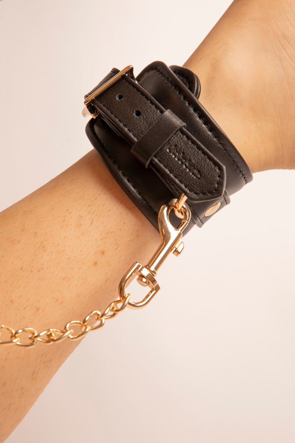 DARK SECRET BLACK LEATHER ANKLETS