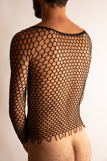 LONG SLEEVE MESH TOP
